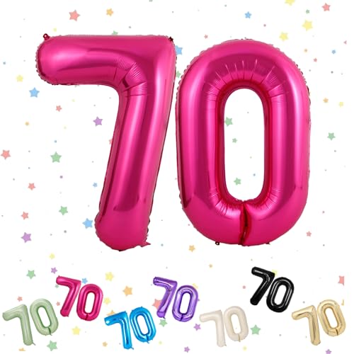 Ballon mit Zahl 70, 70 Zahlenballons, Helium-Folie, 101,6 cm, Luftballons Zahl 70, 70. Geburtstag, digitale Luftballons für 70. Geburtstag, Jahrestag, Party-Dekorationen von VUCDXOP