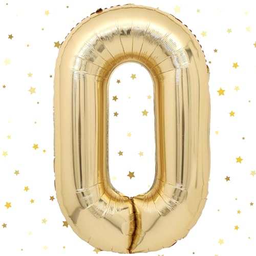 Geburtstag Folienballon Zahl 0, 40 Zoll Champagner Gold Luftballons 0, Weißgold Folienballon 0, Helium Weißgold Ballon Zahl 0, Luftballon 0 Geburtstag für Hochzeit Jubiläum Fest Party Dekoration von VUCDXOP