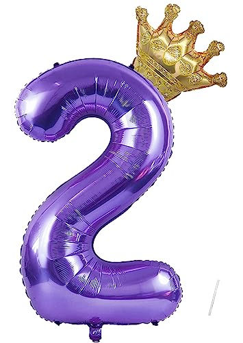 Geburtstag Folienballon Zahl 2 Mit Krone, 101 cm Violett Luftballons, Helium Ballon, Mädchen Geburtstag Luftballon Deko Hochzeit Jubiläum Fest Party Dekoration - Fliegt Mit Helium von VUCDXOP