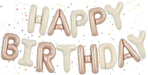 Happy Birthday Luftballons Banner - 40,6 cm cremefarbener Karamell-Folienballon & Mylar-Folienbuchstaben Geburtstagsschild für Jungen & Mädchen Partydekorationen Happy Birthday Luftballons Banner - 40,6 cm cremefarbener Karamell-Folienballon & Mylar-Folienbuchstaben Geburtstagsschild für Jungen & Mädchen Partydekorationen von VUCDXOP