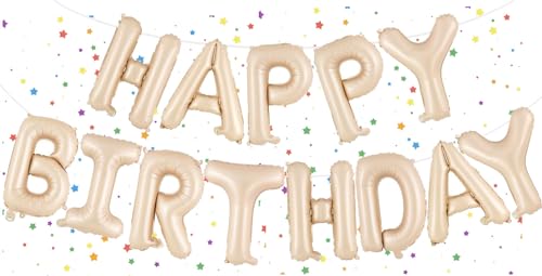 "Happy Birthday"-Ballon-Banner, 40,6 cm, karamellfarben, Folienballon, Mylar-Folie, Buchstaben, Geburtstagsschild, Banner für Jungen, Mädchen, Männer, Frauen, Geburtstagsparty-Zubehör, Dekorationen "Happy Birthday"-Ballon-Banner, 40,6 cm, karamellfarben, Folienballon, Mylar-Folie, Buchstaben, Geburtstagsschild, Banner für Jungen, Mädchen, Männer, Frauen, Geburtstagsparty-Zubehör, Dekorationen von VUCDXOP