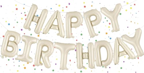 "Happy Birthday"-Ballon-Banner, cremefarben, 40,6 cm, "Happy Birthday"-Folienballons, Wimpelkette, beige, Happy Birthday-Ballons für Jungen, Mädchen, Männer, Frauen, Geburtstagsparty-Zubehör, "Happy Birthday"-Ballon-Banner, cremefarben, 40,6 cm, "Happy Birthday"-Folienballons, Wimpelkette, beige, Happy Birthday-Ballons für Jungen, Mädchen, Männer, Frauen, Geburtstagsparty-Zubehör, von VUCDXOP