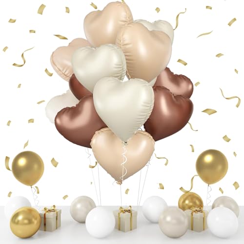 Herz Folienballons Creme, 29 Stück 18 Zoll Herz Helium Luftballons und Latex Luftballon, Creme Braun Herz Luftballons Hochzeit, Herzform Folienluftballon für Hochzeit Geburtstag Verlobung Valentinstag Herz Folienballons Creme, 29 Stück 18 Zoll Herz Helium Luftballons und Latex Luftballon, Creme Braun Herz Luftballons Hochzeit, Herzform Folienluftballon für Hochzeit Geburtstag Verlobung Valentinstag von VUCDXOP