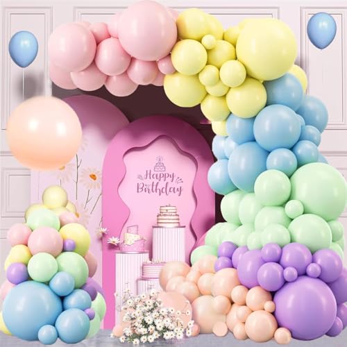 Luftballon Girlande Pastell, 133 Stück 5 10 12 18 Zoll Regenbogen Ballon Girlande Geburtstag Set, Macaron Rosa Blau Lila Luftballon Grün Gelb Latex ballons für Geburtstag Babyparty Hochzeit Party Luftballon Girlande Pastell, 133 Stück 5 10 12 18 Zoll Regenbogen Ballon Girlande Geburtstag Set, Macaron Rosa Blau Lila Luftballon Grün Gelb Latex ballons für Geburtstag Babyparty Hochzeit Party von VUCDXOP