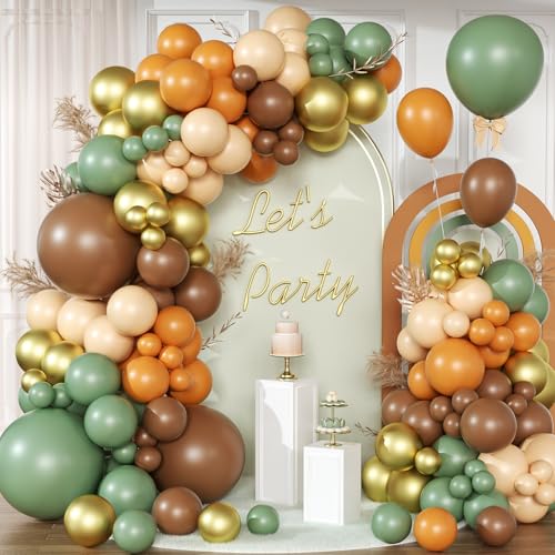 Luftballon Girlande Salbei grün und Braun, VUCDXOP 147 Stück Luftballons Bogen Kit, Ballon Arch Kit Latex Ballons Girlande Kit für Geburtstag Party, Abschlussfeier, Jubiläum,Baby Shower,Hochzeit von VUCDXOP