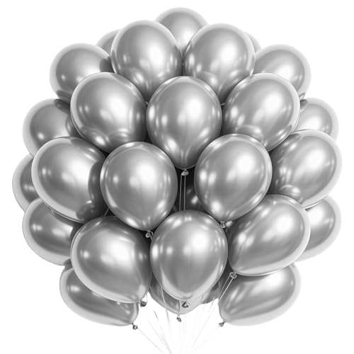 Luftballon Girlande Silber, 100 Stück 10 Zoll Silberne luftballons, Metallic Silber Girlande Luftballons Geburtstag Set, Silberne Latex Ballons Set für Geburtstag Babyparty Hochzeit Festival Deko Luftballon Girlande Silber, 100 Stück 10 Zoll Silberne luftballons, Metallic Silber Girlande Luftballons Geburtstag Set, Silberne Latex Ballons Set für Geburtstag Babyparty Hochzeit Festival Deko von VUCDXOP
