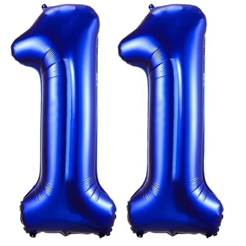 Luftballon mit Zahl 11, 101,6 cm große, selbstaufblasende Folienballons, Zahl 11, marineblauer Ballon zum 11. Geburtstag, für Jungen und Mädchen, Geburtstag, Jahrestag, Party-Dekorationen von VUCDXOP