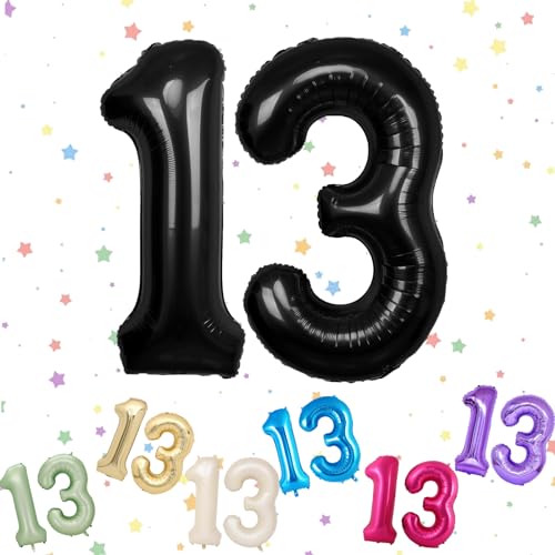 Luftballon mit Zahl 13, 13 Zahlenballons, Helium-Folie, 101,6 cm, Luftballons Zahl 13, 13. Geburtstag, digitale Luftballons für 13. und 31. Geburtstag, Geburtstag, Jahrestag, Party-Dekorationen von VUCDXOP