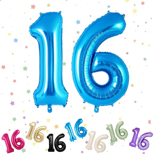 Luftballon mit Zahl 16, 16. und 61. Geburtstag, Helium-Folie, 101,6 cm, 16. und 61. Geburtstag, digitale Luftballons für Jungen und Mädchen, Geburtstag, Jahrestag, Party-Dekoration von VUCDXOP