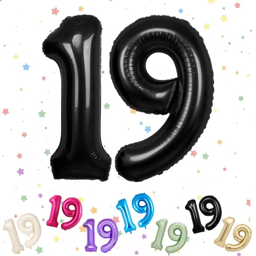 Luftballon mit Zahl 19, 19 Zahlenballons, Helium-Folie, 101,6 cm, Luftballons Zahl 19, 19. Geburtstag, digitale Luftballons für 19. Geburtstag, Jahrestag, Party-Dekorationen von VUCDXOP