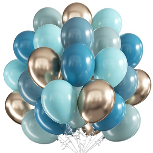 Luftballons Retro Blau, 60 Stück 12 Zoll Staubiges Blau Nylon blau Latex Luftballons Metallic Champagner Gold Luftballons Party Ballons, Party Luftballon für Geburtstag Hochzeit Babyparty Dekoration Luftballons Retro Blau, 60 Stück 12 Zoll Staubiges Blau Nylon blau Latex Luftballons Metallic Champagner Gold Luftballons Party Ballons, Party Luftballon für Geburtstag Hochzeit Babyparty Dekoration von VUCDXOP