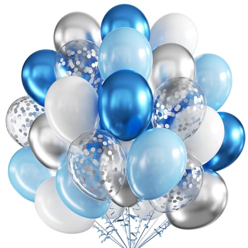 Luftballons Blau Weiß Silber, 60 Stück 12 Zoll Blau Weiß Latex Luftballons Metallic Blau Silber Luftballons mit Konfetti Party Ballons, Party Luftballon für Geburtstag Hochzeit Babyparty Dekoration Luftballons Blau Weiß Silber, 60 Stück 12 Zoll Blau Weiß Latex Luftballons Metallic Blau Silber Luftballons mit Konfetti Party Ballons, Party Luftballon für Geburtstag Hochzeit Babyparty Dekoration von VUCDXOP