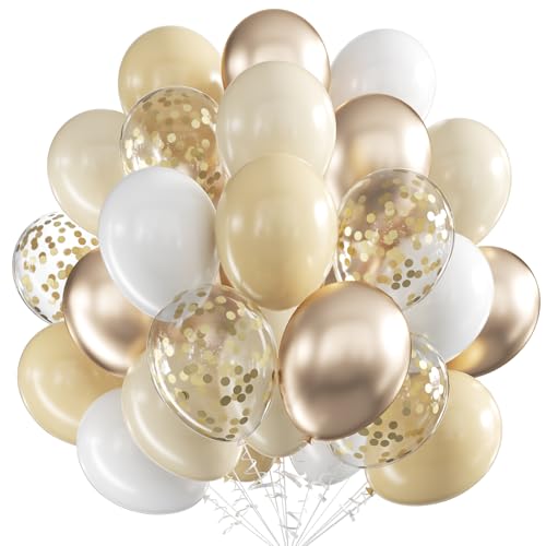 Luftballons Champagner Gold Weißsand, 60 Stück 12 Zoll Sand Weiß Latex Luftballons Metallic Champagner Gold Luftballons mit Konfetti Party Ballons, Party Luftballon für Geburtstag Hochzeit Babyparty Luftballons Champagner Gold Weißsand, 60 Stück 12 Zoll Sand Weiß Latex Luftballons Metallic Champagner Gold Luftballons mit Konfetti Party Ballons, Party Luftballon für Geburtstag Hochzeit Babyparty von VUCDXOP