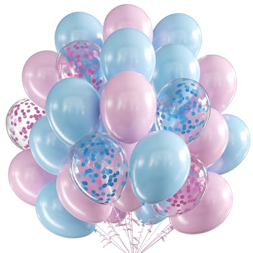 Gender Reveal Ballons,Luftballons Rosa Blau, 60 Stück 12 Zoll Konfetti Metallic blau Rosa Latex Helium Ballon mit Band, Party Dekoration Luftballon für Mädchen Geburtstag baby shower Babyparty Gender Reveal Ballons,Luftballons Rosa Blau, 60 Stück 12 Zoll Konfetti Metallic blau Rosa Latex Helium Ballon mit Band, Party Dekoration Luftballon für Mädchen Geburtstag baby shower Babyparty von VUCDXOP
