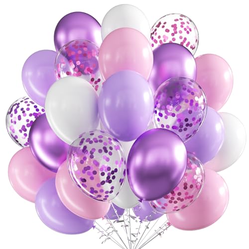 Luftballons Lila Rosa Weiß, 60 Stück 12 Zoll Lila Rosa Weiß Latex Luftballons Metallic Lila Luftballons mit Konfetti Party Ballons, Party Luftballon für Geburtstag Hochzeit Babyparty Dekoration Luftballons Lila Rosa Weiß, 60 Stück 12 Zoll Lila Rosa Weiß Latex Luftballons Metallic Lila Luftballons mit Konfetti Party Ballons, Party Luftballon für Geburtstag Hochzeit Babyparty Dekoration von VUCDXOP