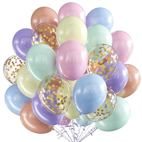 luftballons pastell, 60 Stück 12 Zoll Bunte Latex Luftballon Konfetti Gold Macaron Latex Helium Ballon mit Band, Party Dekoration Luftballon für Frauen Mädchen Kinder Geburtstag Hochzeit Babyparty luftballons pastell, 60 Stück 12 Zoll Bunte Latex Luftballon Konfetti Gold Macaron Latex Helium Ballon mit Band, Party Dekoration Luftballon für Frauen Mädchen Kinder Geburtstag Hochzeit Babyparty von VUCDXOP