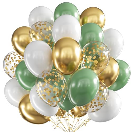 Luftballons Sage Grün Gold Weiß, 60 Stück 12 Zoll Sage Grün Weiß Latex Luftballons Metallic Gold Luftballons mit Konfetti Party Ballons, Party Luftballon für Geburtstag Hochzeit Babyparty Dekoration Luftballons Sage Grün Gold Weiß, 60 Stück 12 Zoll Sage Grün Weiß Latex Luftballons Metallic Gold Luftballons mit Konfetti Party Ballons, Party Luftballon für Geburtstag Hochzeit Babyparty Dekoration von VUCDXOP