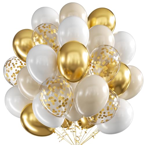Luftballons Sand Weiß Gold, 60 Stück 12 Zoll Weißsand Weiß Latex Luftballons Metallic Gold Luftballons mit Konfetti Party Ballons, Party Luftballon für Geburtstag Hochzeit Babyparty Dekoration Luftballons Sand Weiß Gold, 60 Stück 12 Zoll Weißsand Weiß Latex Luftballons Metallic Gold Luftballons mit Konfetti Party Ballons, Party Luftballon für Geburtstag Hochzeit Babyparty Dekoration von VUCDXOP