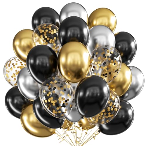 Luftballons Schwarz Gold Silber, 60 Stück 12 Zoll Schwarz Latex Luftballons Metallic Gold Silber Luftballons mit Konfetti Party Ballons, Party Dekoration Luftballon für Geburtstag Hochzeit Babyparty Luftballons Schwarz Gold Silber, 60 Stück 12 Zoll Schwarz Latex Luftballons Metallic Gold Silber Luftballons mit Konfetti Party Ballons, Party Dekoration Luftballon für Geburtstag Hochzeit Babyparty von VUCDXOP