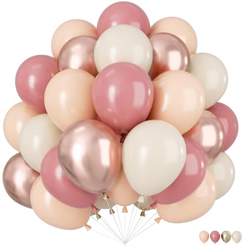 Luftballons im Retro-Stil, 30,5 cm, 60 Stück, Altrosa, Metallic, Chrom, Roségold, Beige, Nude, Luftballons für Geburtstag, Babyparty, Brautschmuck, Boho, Hochzeit, Party-Dekorationen Luftballons im Retro-Stil, 30,5 cm, 60 Stück, Altrosa, Metallic, Chrom, Roségold, Beige, Nude, Luftballons für Geburtstag, Babyparty, Brautschmuck, Boho, Hochzeit, Party-Dekorationen von VUCDXOP