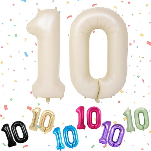 Luftballons mit Zahl 10, Helium-Folie, Zahl 10, 101,6 cm, Ballon Zahl 10, digitale Luftballons für 10. Geburtstag, Jahrestag, Party-Dekorationen von VUCDXOP