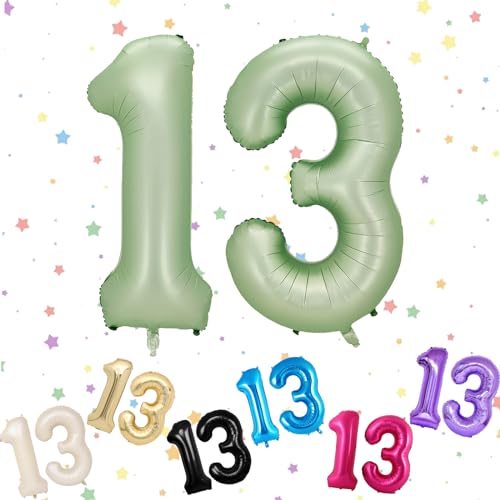 Luftballons mit Zahl 13, Helium-Folie, 101,6 cm, 13. Geburtstag, Zahl 13, digitale Luftballons für 13. Geburtstag, Geburtstag, Jahrestag, Party-Dekoration von VUCDXOP