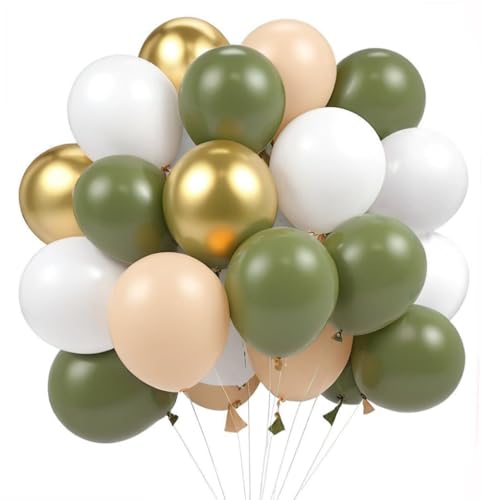 Salbeigrüne Luftballons, 60 Stück, 30,5 cm, Grün, Gold, Weiß, Latex-Ballons Salbeigrüne Luftballons, 60 Stück, 30,5 cm, Grün, Gold, Weiß, Latex-Ballons von VUCDXOP