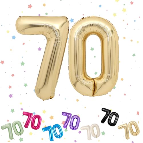 Zahlenballon 70, Hellgold, 70 Zahlenballons, Helium-Folie, 101,6 cm, Luftballons Zahl 70, 70. Geburtstag, digitale Luftballons für 70. Geburtstag, Jahrestag, Party-Dekorationen von VUCDXOP