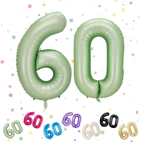 Zahlenballons mit 60 Zahlen, Zahl 60, Helium-Folienballon, 101,6 cm, Luftballons Nummer 60, digitale Luftballons für 60. Geburtstag, Jahrestag, Party-Dekorationen von VUCDXOP