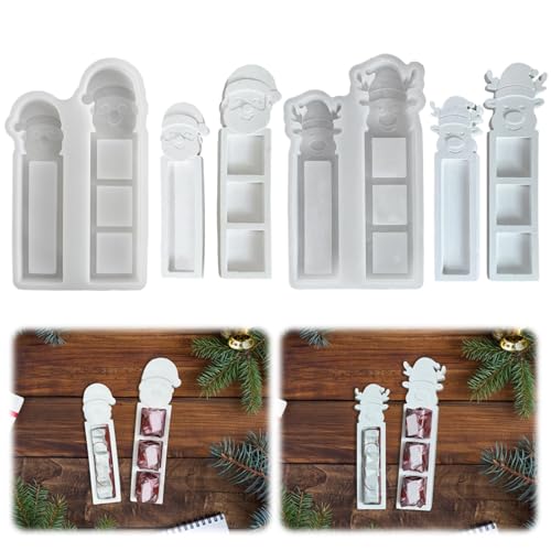 Silikonformen Gießformen Weihnachten, Weihnachtsmann Silikonform Geldgeschenk Elch Silikonform Weihnachten Gießformen Silikon Gießform Weihnachten Giessformen Silikon Pralinenschachtel (A+B 2pc) von VUKHWX