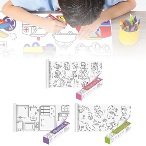 Zeichenpapierrolle für Kinder, 30 x 300 cm, große Malblätter zum Kleben, Zeichenpapier für Kunstmalerei, Farbfüllung, Klebehandwerk für Kinder (A+B+C) von VUKHWX