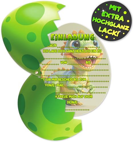 12x Dinosaurier EINLADUNGSKARTEN Kindergeburtstag Junge Mädchen - die Dino Ei Party Karten sind die Dino EINLADUNG für Jungen Mädchen Kinder Geburtstag Dino KINDERPARTY Dinoparty Monster-Party 12x Dinosaurier EINLADUNGSKARTEN Kindergeburtstag Junge Mädchen - die Dino Ei Party Karten sind die Dino EINLADUNG für Jungen Mädchen Kinder Geburtstag Dino KINDERPARTY Dinoparty Monster-Party von VULAVA
