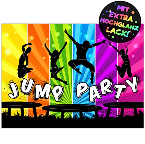 12x Jump Party EINLADUNGSKARTEN KINDERGEBURTSTAG Junge Mädchen - die JUMP-PARTY Karten sind die Trampolin EINLADUNG für Jungen Mädchen Kinder GEBURTSTAG Einladung Jump House HÜPFBURG KINDERPARTY von VULAVA