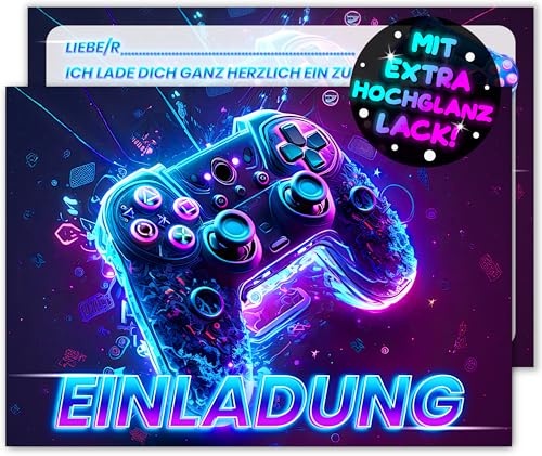 12x Gaming EINLADUNGSKARTEN KINDERGEBURTSTAG Junge Mädchen - die Gamer PARTY Karten sind die Gamer EINLADUNG für Jungen Mädchen Kinder GEBURTSTAG Einladung VIDEOSPIEL Game-Controller SPIELEABEND 12x Gaming EINLADUNGSKARTEN KINDERGEBURTSTAG Junge Mädchen - die Gamer PARTY Karten sind die Gamer EINLADUNG für Jungen Mädchen Kinder GEBURTSTAG Einladung VIDEOSPIEL Game-Controller SPIELEABEND von VULAVA