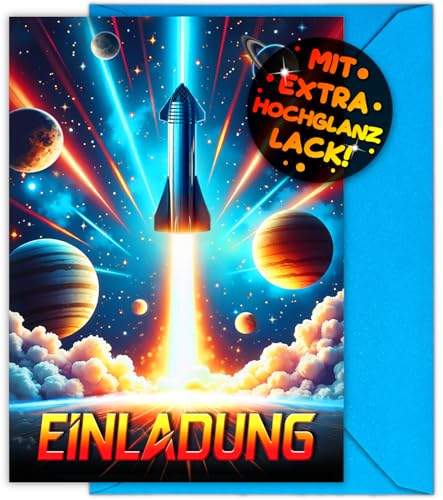 12x Rakete EINLADUNGSKARTEN KINDERGEBURTSTAG Junge Mädchen + 12x Umschläge - die Weltraum PARTY Karten sind die Astronauten EINLADUNG für Jungen Kinder GEBURTSTAG Weltall GEBURTSTAGSPARTY Planet 12x Rakete EINLADUNGSKARTEN KINDERGEBURTSTAG Junge Mädchen + 12x Umschläge - die Weltraum PARTY Karten sind die Astronauten EINLADUNG für Jungen Kinder GEBURTSTAG Weltall GEBURTSTAGSPARTY Planet von VULAVA