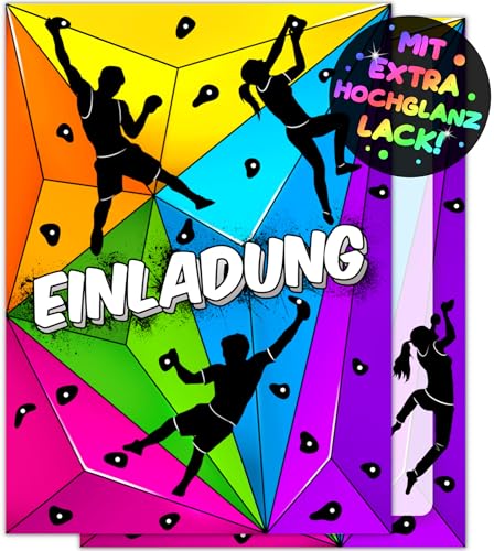 12x Klettern EINLADUNGSKARTEN KINDERGEBURTSTAG Junge Mädchen - die Boulder PARTY Karten sind die Bouldern EINLADUNG für Jungen Kinder KLETTERGEBURTSTAG Einladung Kletterhalle Kletterwald Kletterpark von VULAVA