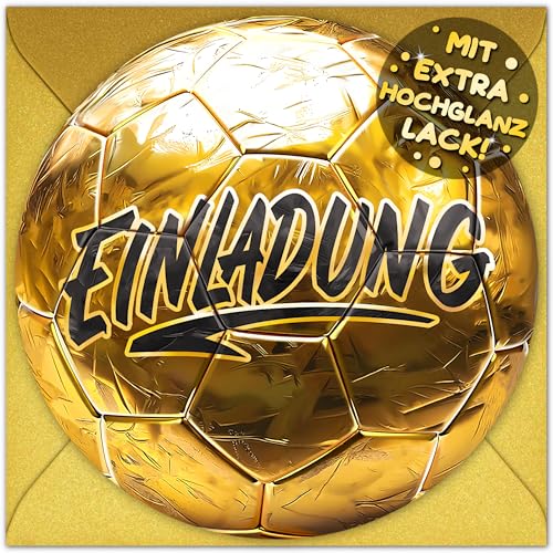 VULAVA 12x Fußball EINLADUNGSKARTEN Kindergeburtstag Junge + 12x Umschläge Gold - die Soccer Party Karten sind die Fussball EINLADUNG für Jungen Mädchen Kinder Geburtstag Einladung Fussball-Spiel VULAVA 12x Fußball EINLADUNGSKARTEN Kindergeburtstag Junge + 12x Umschläge Gold - die Soccer Party Karten sind die Fussball EINLADUNG für Jungen Mädchen Kinder Geburtstag Einladung Fussball-Spiel von VULAVA