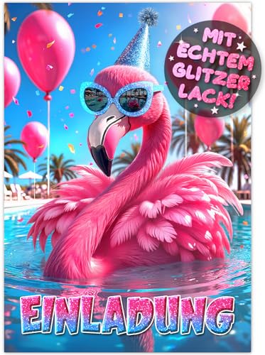 VULAVA 12x GLITZER Flamingo EINLADUNGSKARTEN Kindergeburtstag Mädchen Junge - die lustigen Party Karten sind die Pool Party EINLADUNG für Jungen Kinder Geburtstag Cocktail Poolparty Garten Schwimmbad VULAVA 12x GLITZER Flamingo EINLADUNGSKARTEN Kindergeburtstag Mädchen Junge - die lustigen Party Karten sind die Pool Party EINLADUNG für Jungen Kinder Geburtstag Cocktail Poolparty Garten Schwimmbad von VULAVA