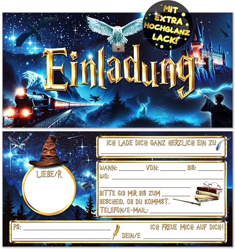 VULAVA 12x Zauberer EINLADUNGSKARTEN Kindergeburtstag Junge Mädchen - die Zauber Party Karten sind die Zauberschule EINLADUNG für Jungen Kinder Zauberschüler Geburtstag Zauberwelt Magie Hexe Wizard VULAVA 12x Zauberer EINLADUNGSKARTEN Kindergeburtstag Junge Mädchen - die Zauber Party Karten sind die Zauberschule EINLADUNG für Jungen Kinder Zauberschüler Geburtstag Zauberwelt Magie Hexe Wizard von VULAVA