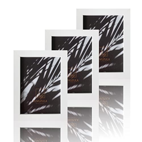 VUVUZULA Bilderrahmen 13x18cm Weiß Holz Fotorahmen 5x7 Zoll Holzrahmen MDF Rahmen 13x18cm 3er Set von VUVUZULA