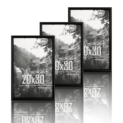VUVUZULA Bilderrahmen 20x30cm Schwarz Holz Holzrahmen 3er Set Fotorahmen MDF Rahmen Posterrahmen von VUVUZULA