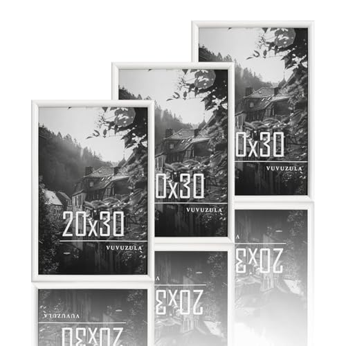 VUVUZULA Bilderrahmen 20x30cm Weiß Holz Holzrahmen 3er Set Fotorahmen MDF Rahmen Posterrahmen von VUVUZULA