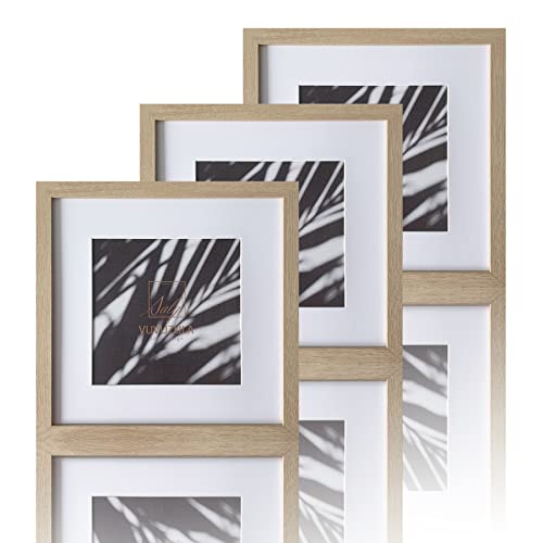 VUVUZULA Bilderrahmen 30x30cm Holz Quadratisch Fotorahmen Holzrahmen MDF Rahmen mit Passepartout 20x20cm Natur 3er Set von VUVUZULA