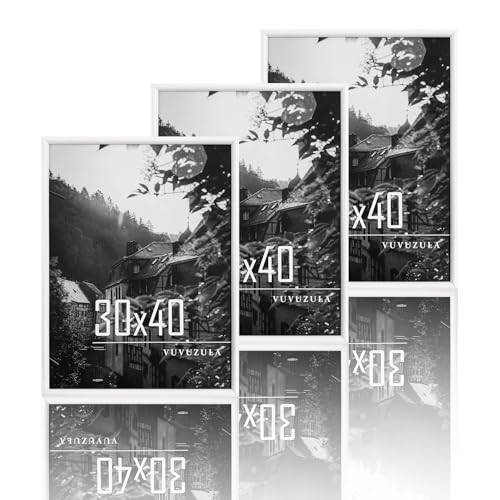 VUVUZULA Bilderrahmen 30x40cm Weiß Holz Holzrahmen 3er Set Fotorahmen MDF Rahmen Posterrahmen von VUVUZULA