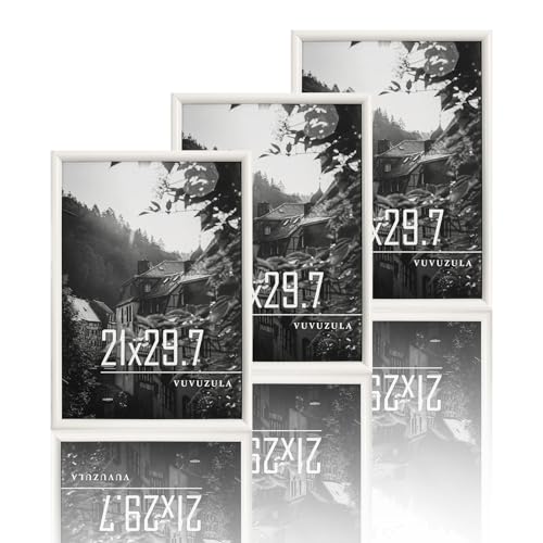 VUVUZULA Bilderrahmen A4 Weiss Holz 21x30cm 3er Set Fotorahmen Holzrahmen MDF Rahmen DIN A4 Urkunden Posterrahmen VUVUZULA Bilderrahmen A4 Weiss Holz 21x30cm 3er Set Fotorahmen Holzrahmen MDF Rahmen DIN A4 Urkunden Posterrahmen von VUVUZULA
