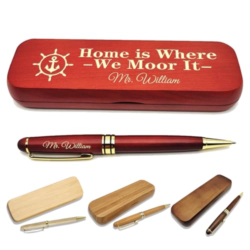(1–3 Stifte-Set) Personalisierter Stift mit Monogrammetui, personalisierter gravierter Kugelschreiber mit personalisierter Hülle, personalisierte Stifte, Holzstift-Set für Anwälte, Ärzte, Lehrer von VUZUCOSH