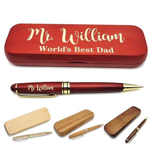 (1–3 Stifte-Set) Personalisierter Stift mit Monogrammetui, personalisierter gravierter Kugelschreiber mit personalisierter Hülle, personalisierte Stifte, Holzstift-Set für Anwälte, Ärzte, Lehrer von VUZUCOSH