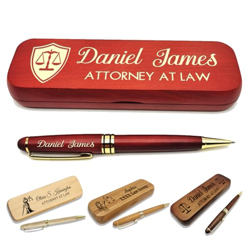 (1–3 Stifte-Set) Personalisierter Stift mit Monogrammetui, personalisierter gravierter Kugelschreiber mit personalisierter Hülle, personalisierte Stifte, Holzstift-Set für Anwälte, Ärzte, Lehrer von VUZUCOSH