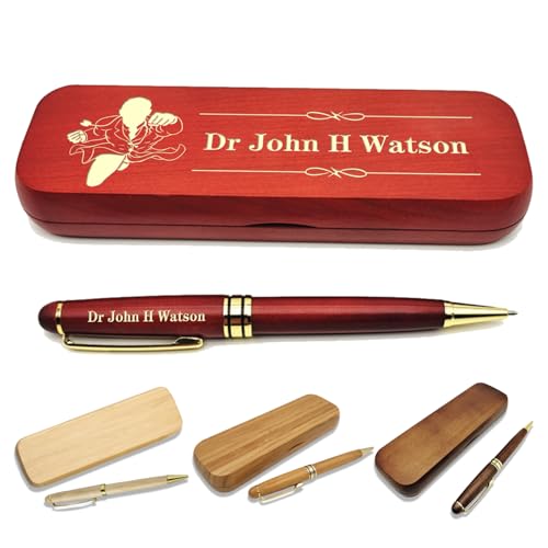 (1–3 Stifte-Set) Personalisierter Stift mit Monogrammetui, personalisierter gravierter Kugelschreiber mit personalisierter Hülle, personalisierte Stifte, Holzstift-Set für Anwälte, Ärzte, Lehrer von VUZUCOSH