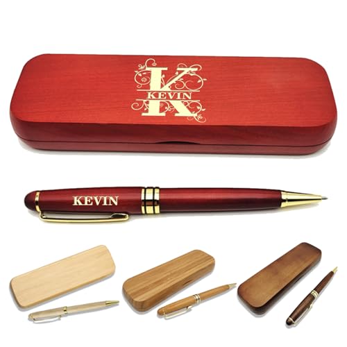 (1–3 Stifte-Set) Personalisierter Stift mit Monogrammetui, personalisierter gravierter Kugelschreiber mit personalisierter Hülle, personalisierte Stifte, Holzstift-Set für Anwälte, Ärzte, Lehrer von VUZUCOSH